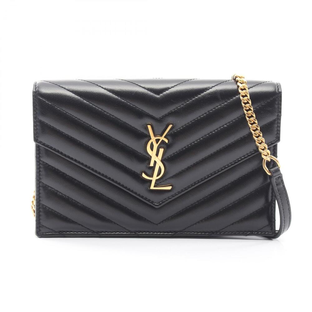 Saint Laurent Paris Cassandra Envelope Leather Shoulder Bag Black